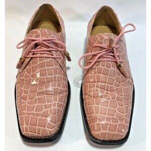 Roberto Chillini Pink Faux Croc Men’s Loafers | Lace-Up Shoes Size 9